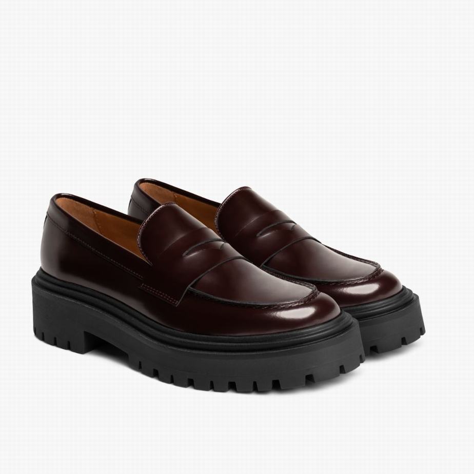 Thursday Boots Penny Platform Loafers Dames Bordeaux | IGG4980II